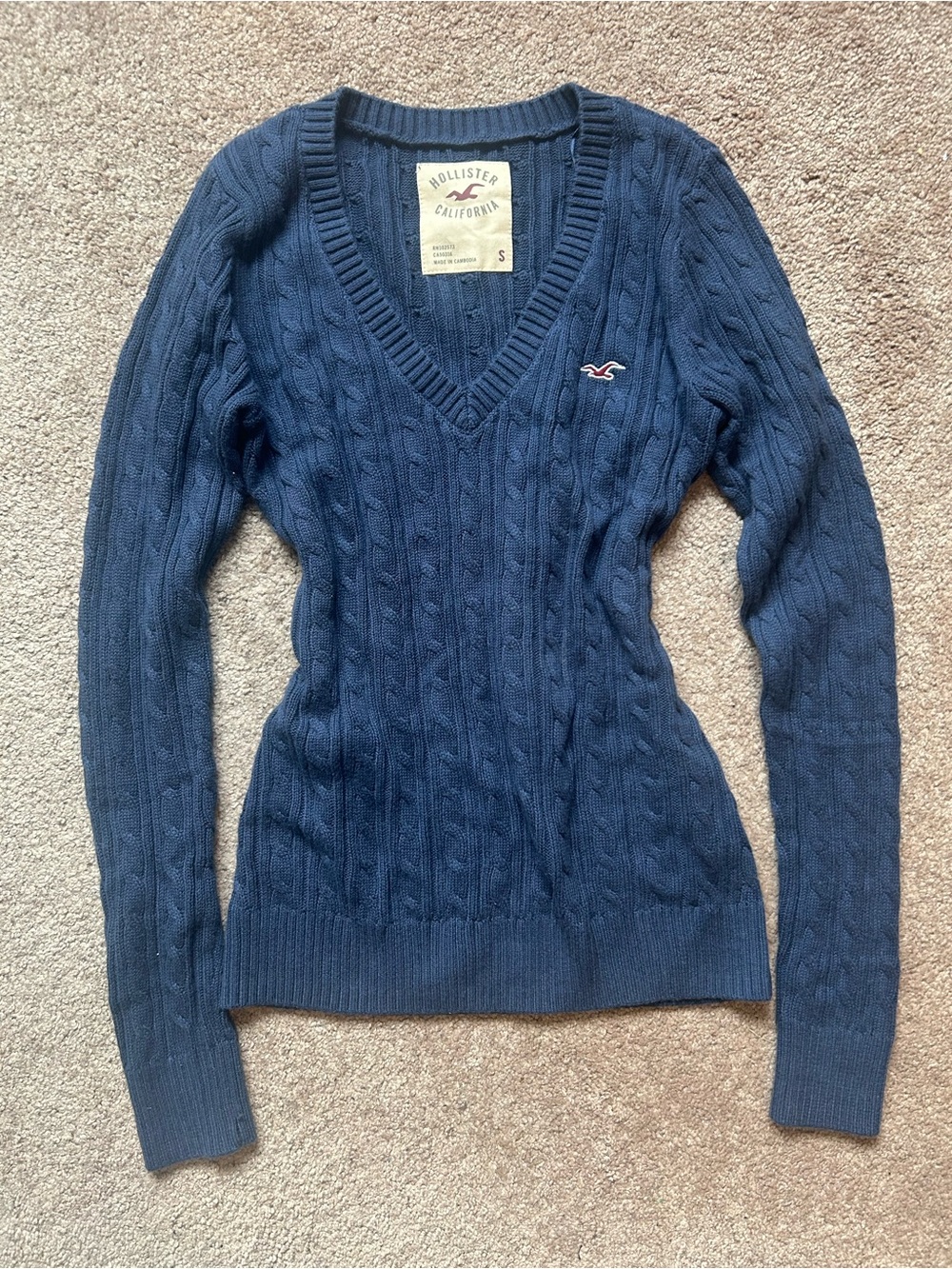 Hollister Cable-Knit V-Neck Sweater